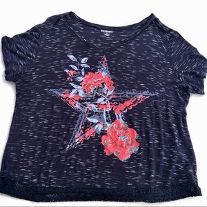 Kim Rogers Tee Shirt Heather Short Sleeve Casual Sz. Large Star Patriotic